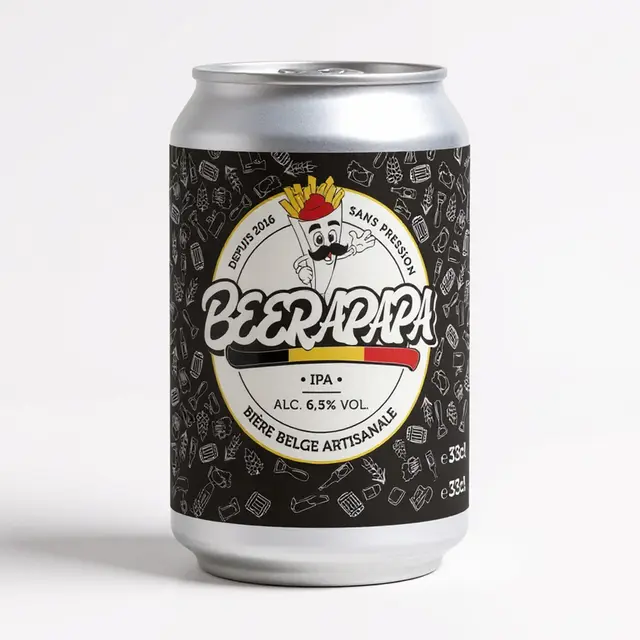 Canette 33 cl Beerapapa IPA, étiquette noire