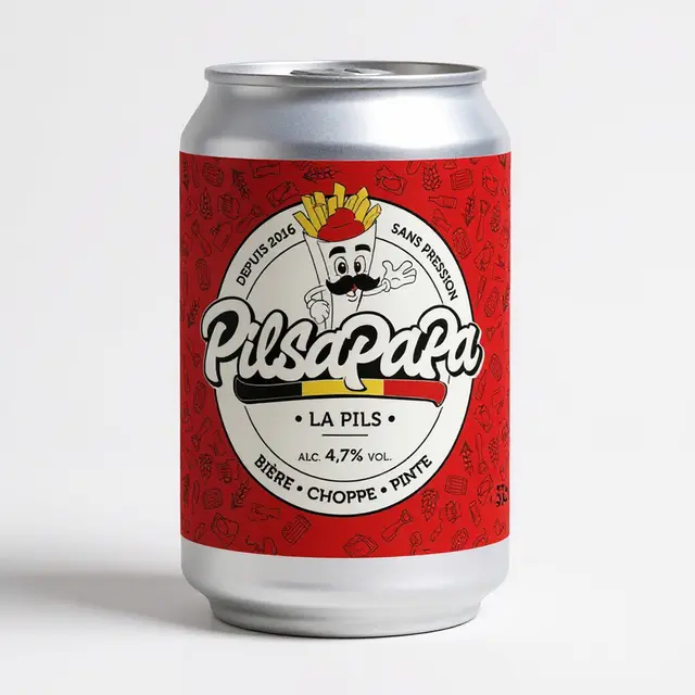 Canette 33 cl PilsaPapa La Pils, étiquette rouge