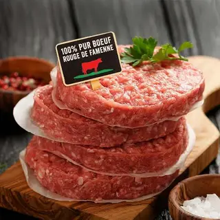 Steaks hachés pur bœuf estampillés Rouge de Famenne